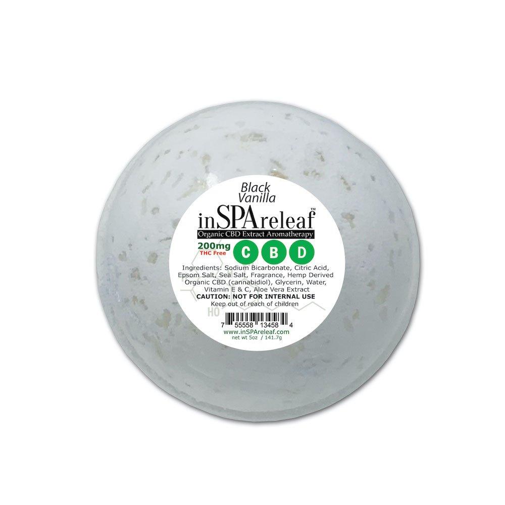 inSPAreleaf  Organic CBD Extract Aromatherapy Spa Bomb  Black Vanilla