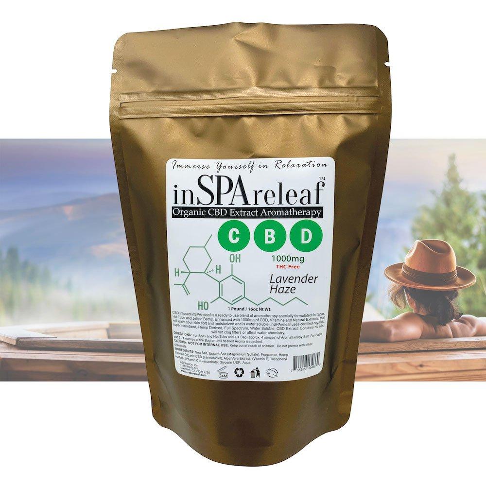 inSPAreleaf  Organic CBD Extract Aromatherapy 16oz Spa Crystals  Lavender Haze