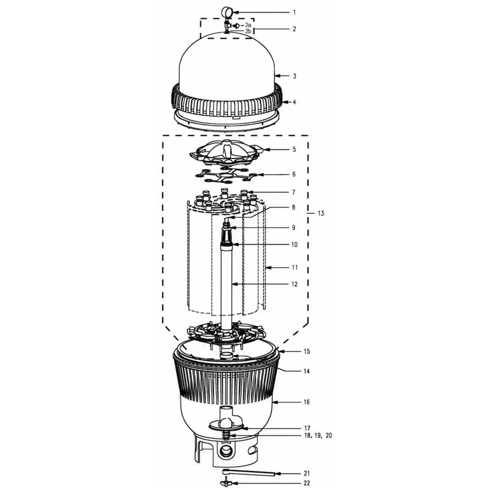 Jacuzzi Earthworks Curved Grid EW36, EW48, EW60, EW72 Filter Part Schematic