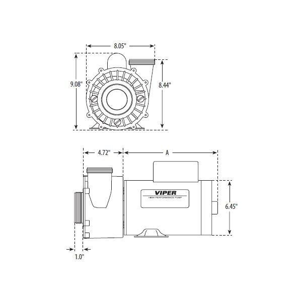 Viper 56-Frame 3 HP Dual-Speed Spa Pump - 2 1/2