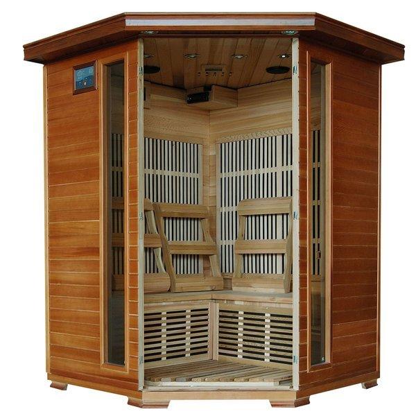 Heatwave  3-Person Cedar Corner Sauna with Carbon Heaters