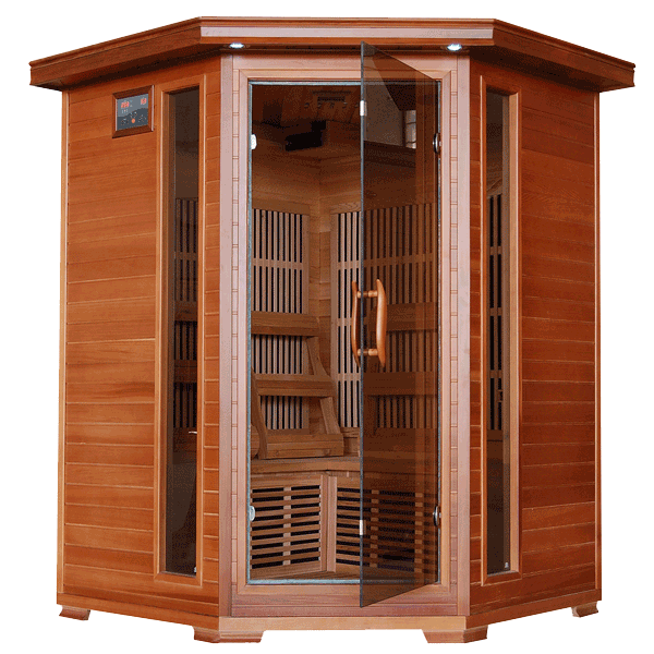 Heatwave  3-Person Cedar Corner Sauna with Carbon Heaters
