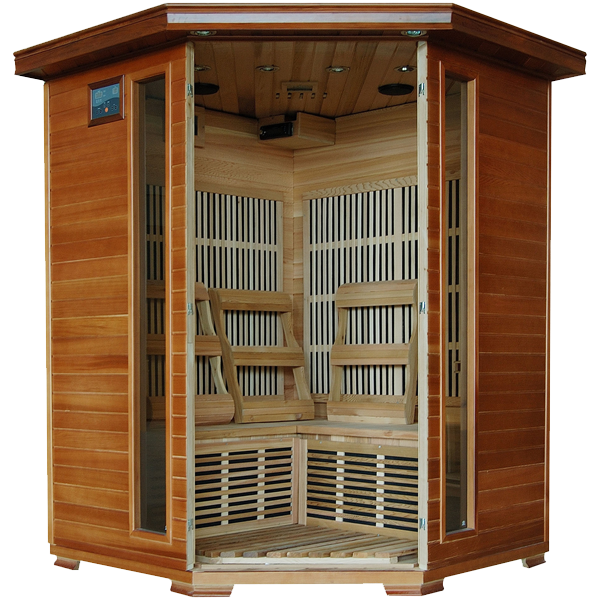 Heatwave  3-Person Cedar Corner Sauna with Carbon Heaters