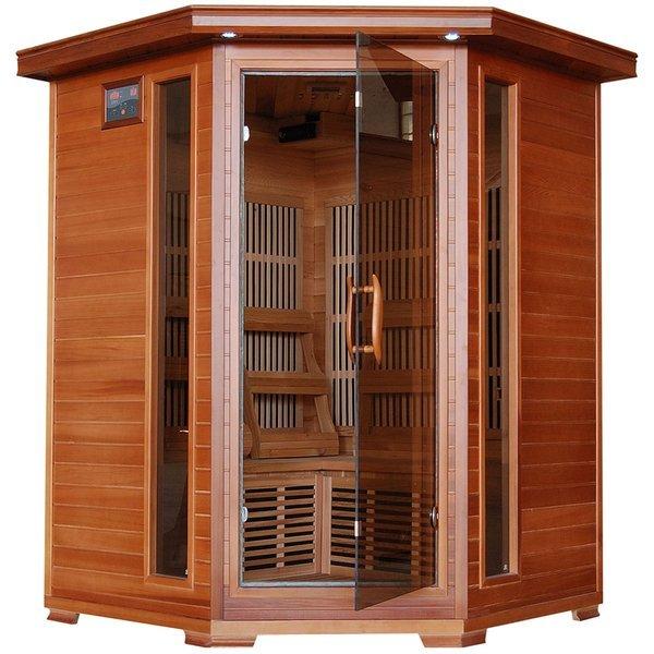 Heatwave  3-Person Cedar Corner Sauna with Carbon Heaters