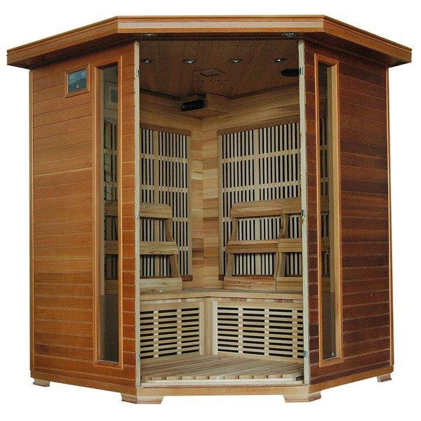 Heatwave  4-Person Cedar Corner Sauna with Carbon Heaters