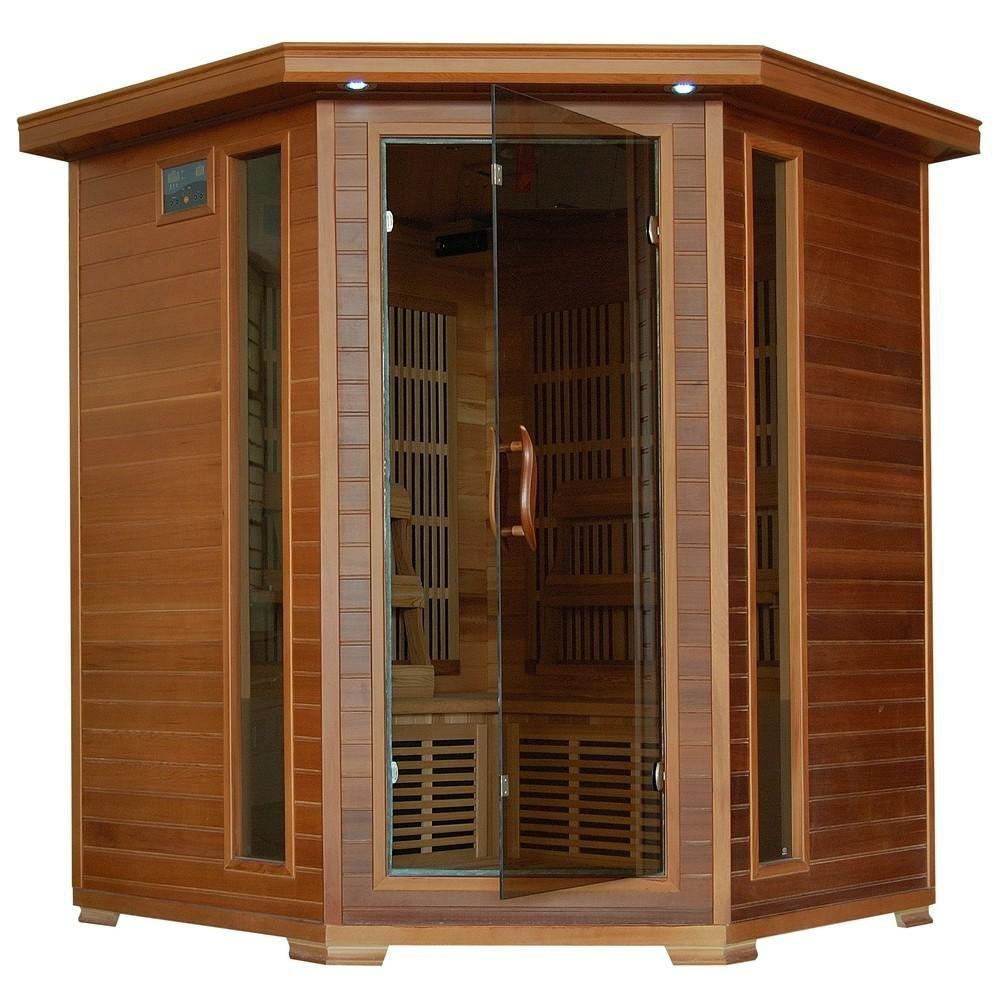 Heatwave  4-Person Cedar Corner Sauna with Carbon Heaters