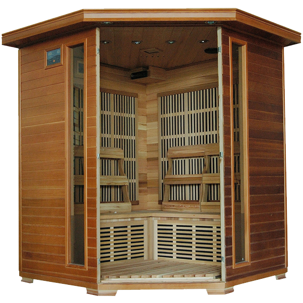 Heatwave  4-Person Cedar Corner Sauna with Carbon Heaters