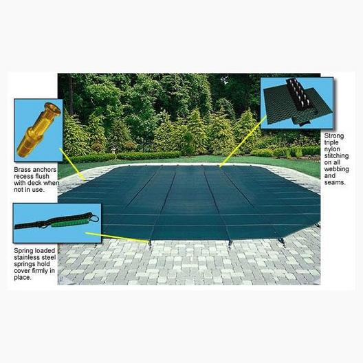 Arctic Armor  20 x 40 Rectangle Safety Cover with Center End Step Blue 12-Year Mesh