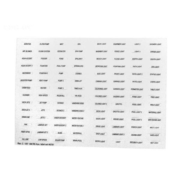 Jandy  Decal Set Auxiliary Equipment Labels