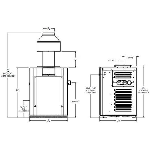 Raypak  Digital 266,000 BTU Natural Gas Pool Heater for 2,000'-6,000 Elevation  P-R266A-EN-C #51