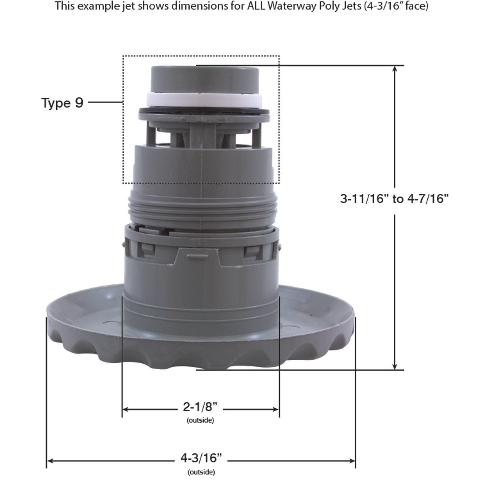 Waterway  Poly Gunite Deluxe Series Pulsator Large Face Scalloped Spa Jet Internal