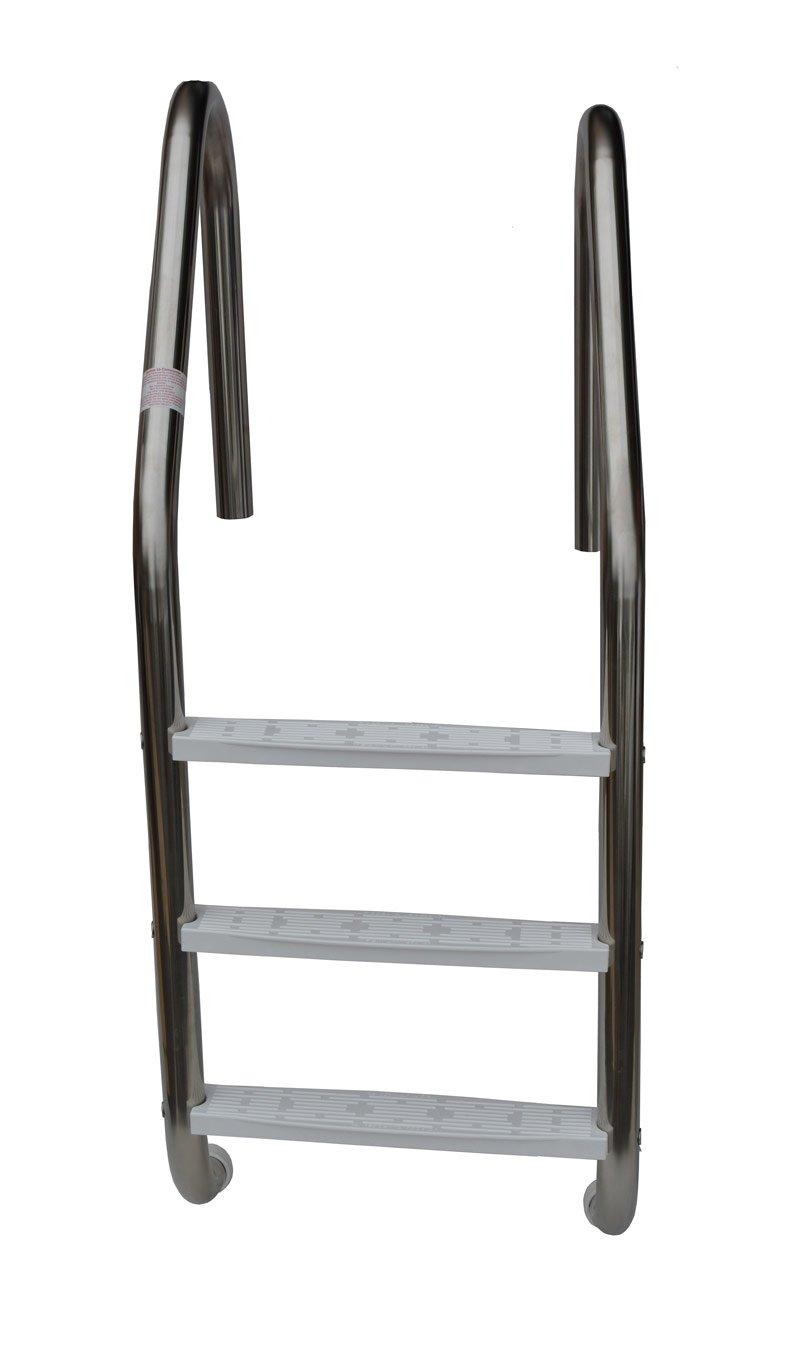 Inter-Fab  3-Step Economy Ladder with White High Impact Plastic Tread White Powder Coated