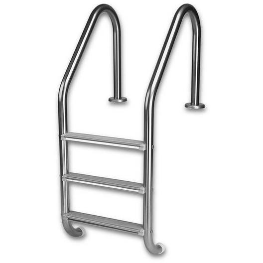 Inter-Fab  3-Step Economy Ladder with White High Impact Plastic Tread White Powder Coated