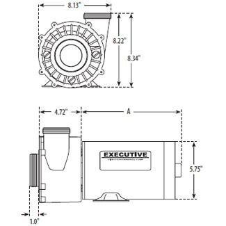 Waterway  Executive 48-Frame 4HP Single-Speed Spa Pump 2in Intake 2in Discharge 230V