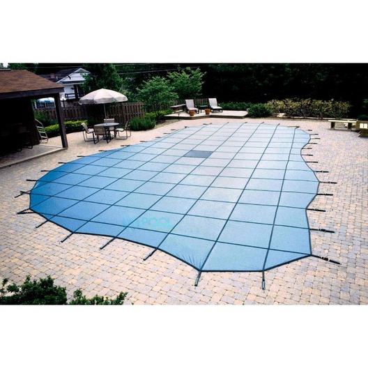 Arctic Armor  Ultralight Solid Safety Cover 20 x 40 Rectangle with Center End Step Blue  20 yr Warranty