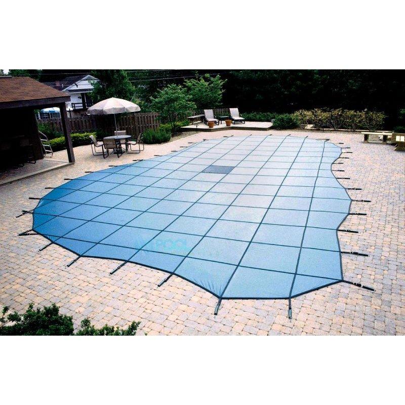 Arctic Armor  Ultralight Solid Safety Cover 20 x 40 Rectangle with Center End Step Blue  20 yr Warranty