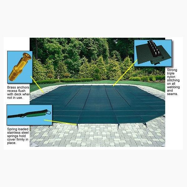 Arctic Armor  18 x 36 Rectangle Mesh Safety Cover with Left Side Step Blue 12-Year Warranty