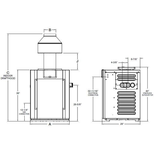 Raypak  Millivolt 266,000 BTU Natural Gas Pool Heater for 2,000'-6,000 Elevation  P-R266A-MN-C #51