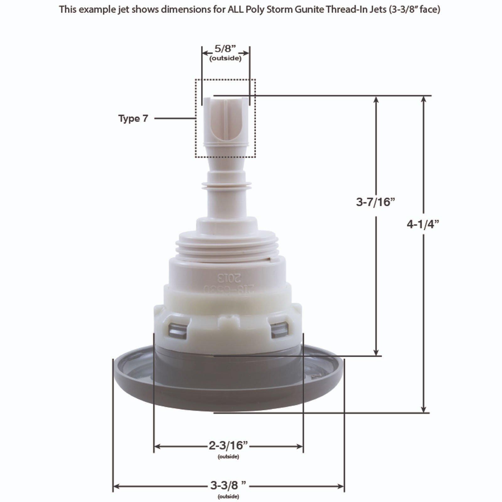 Poly Storm 3-3/8in. Standard Smooth Plastic Twin Roto Spa Jet