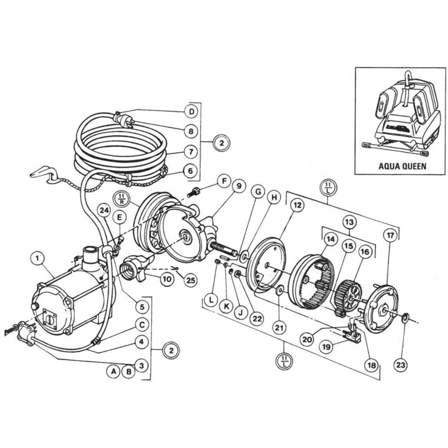 Aqua Vac Aqua Queen Pool Cleaner Powertrain Parts