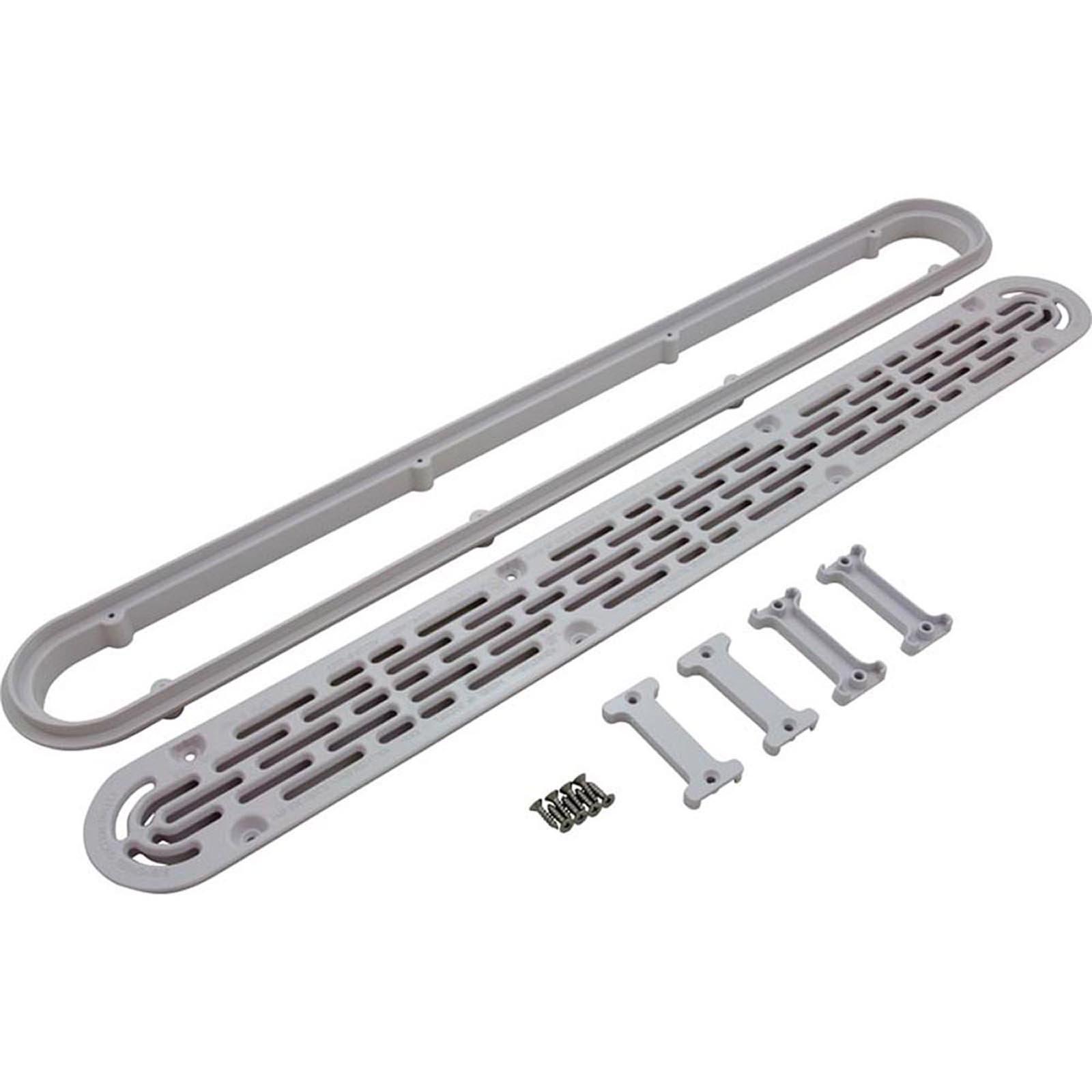 Aquastar  32in Channel Drain Flat Grate Anti-Entrapment Suction Outlet Cover with Frame White