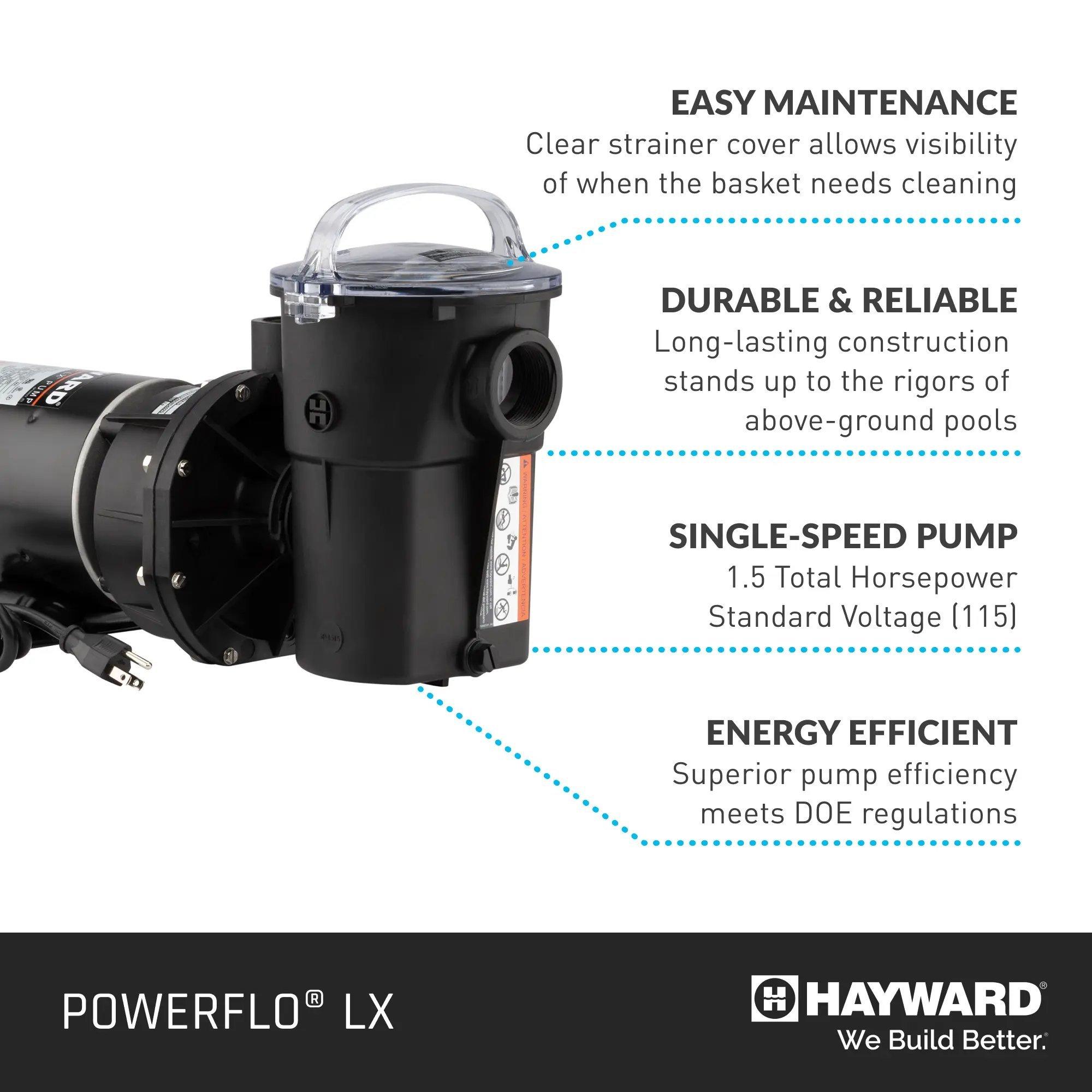 Hayward  W3SP1580X15 Power-Flo LX 1.5HP Vertical Above Ground Pool Pump with 3 Cord