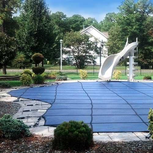 Leslie's  Pro SunBlocker Mesh 18 x 36 Rectangle Safety Cover with 4 x 8 Right Side Step Blue