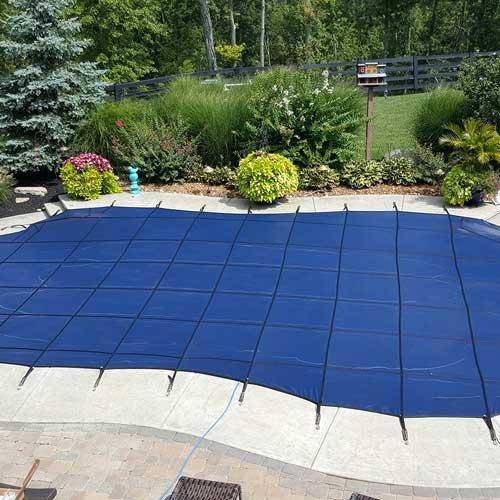 Leslie's  Pro SunBlocker Mesh 20 x 40 Rectangle Safety Cover with 4 x 8 Right Side Step Blue