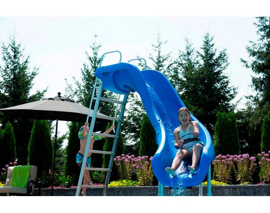Rogue2 Pool Slide with Right Curve, Gray