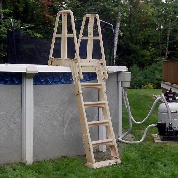Premium A-Frame Ladder for Above Ground Pools, Taupe
