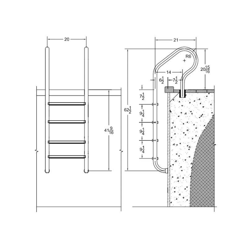 Saftron  3 Step Elite In Ground Ladder Taupe