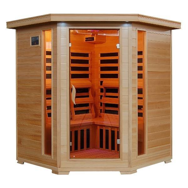 Heatwave  4-Person Hemlock Corner Infrared Sauna with Carbon Heaters