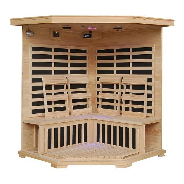 Heatwave  4-Person Hemlock Corner Infrared Sauna with Carbon Heaters