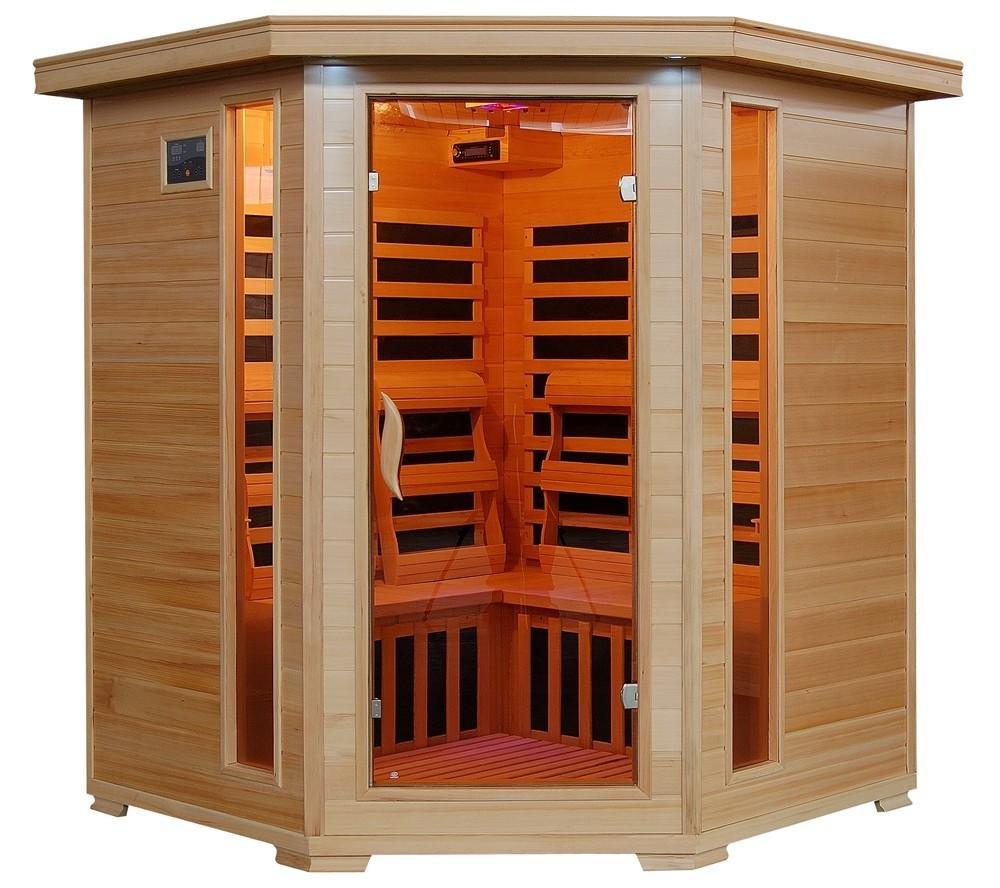 Heatwave  4-Person Hemlock Corner Infrared Sauna with Carbon Heaters