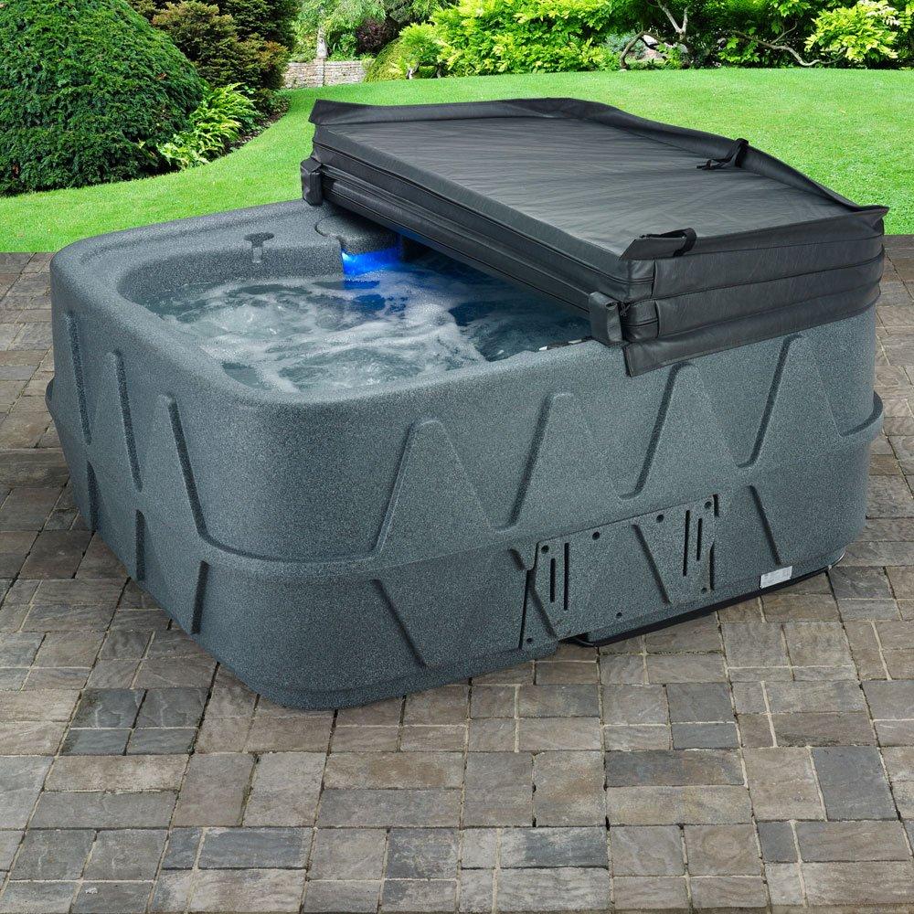 Aquarest  4-Person Spa with Ozone Heater 14 Stainless Steel Jets and LED Waterfall  BrownStone