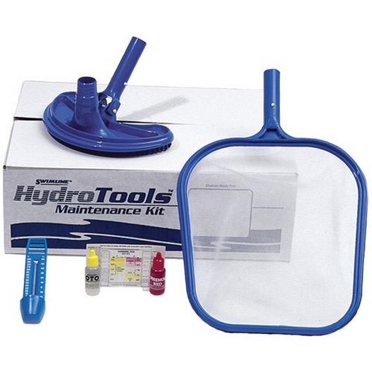 Swimline  Basic Maintenance Kit  Vac Head Dual Test Kit Leaf Skimmer and Thermometer