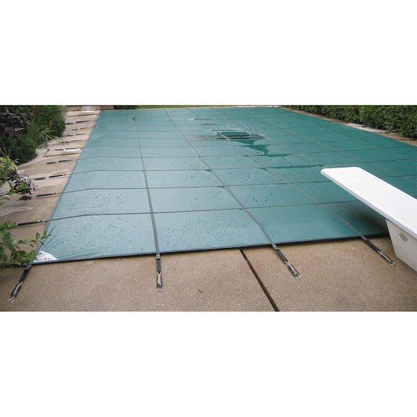 Ultralight Solid 20' x 40' Rectangle Safety Cover with Mesh Drain and 4 ...