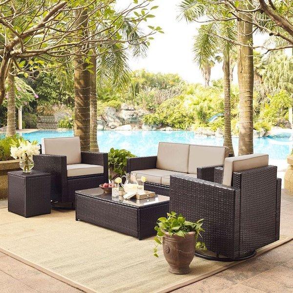 Crosley  Palm Harbor 5-Piece Conversation Set with One Loveseat Two Armchairs One Side Table and One Coffee Table