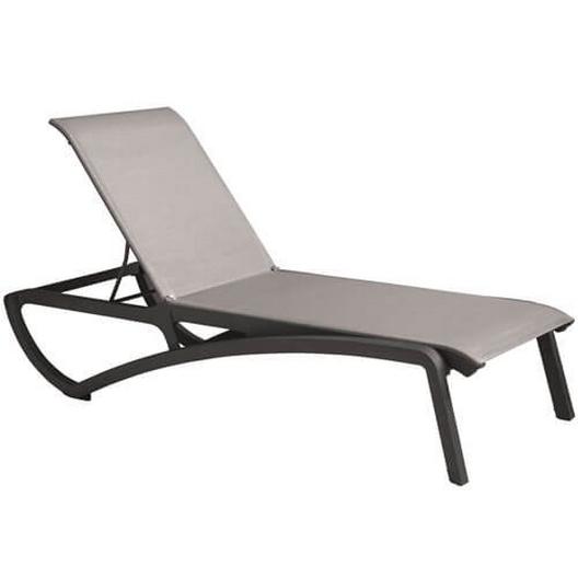 Chaise Lounge Solid Gray Sling on Volcanic Black Frame