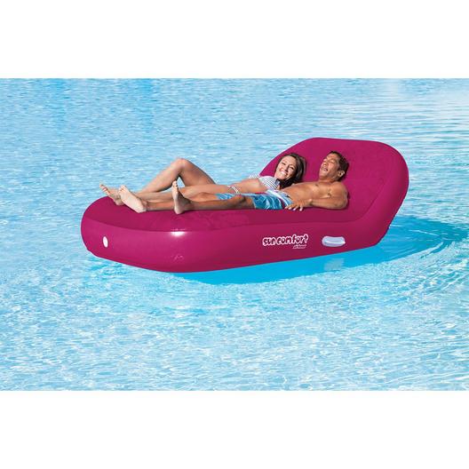 AIRHEAD  Sun Comfort Cool Suede Double Chaise Lounge Pool Float  Raspberry