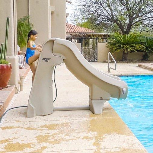 SR Smith SlideAway Removable Pool Slide Taupe | Leslie's Pool Supplies