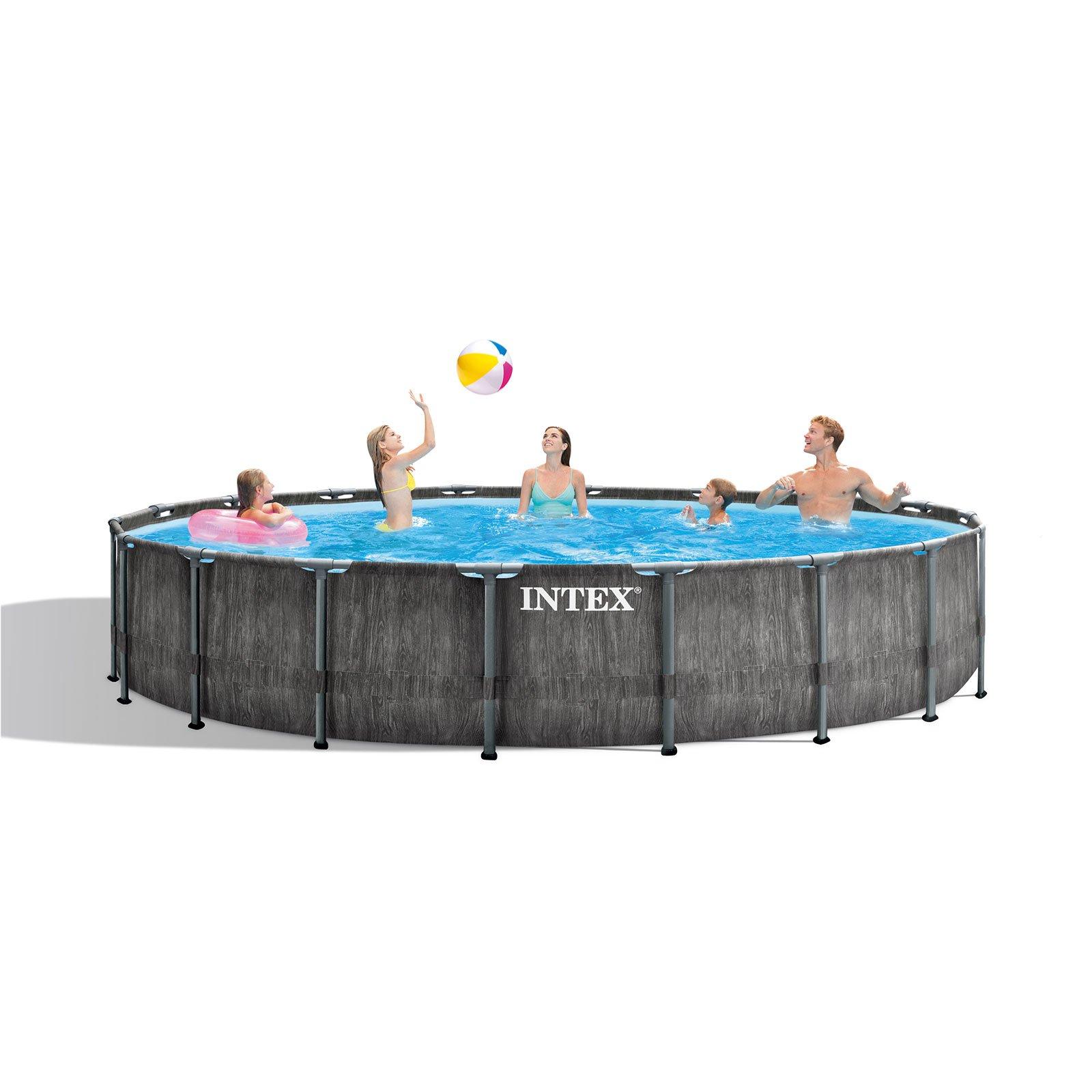 Intex  Prism Frame Greywood Above Ground Pool 18 Round x 48 Depth