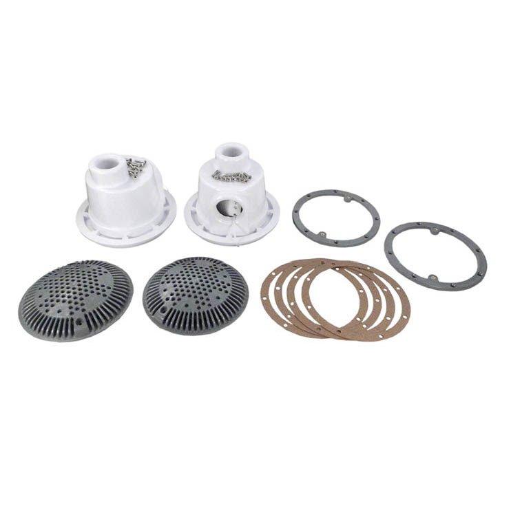 8 in Main Drain 2" FPT Side 1.5" FPT Bottom Grey