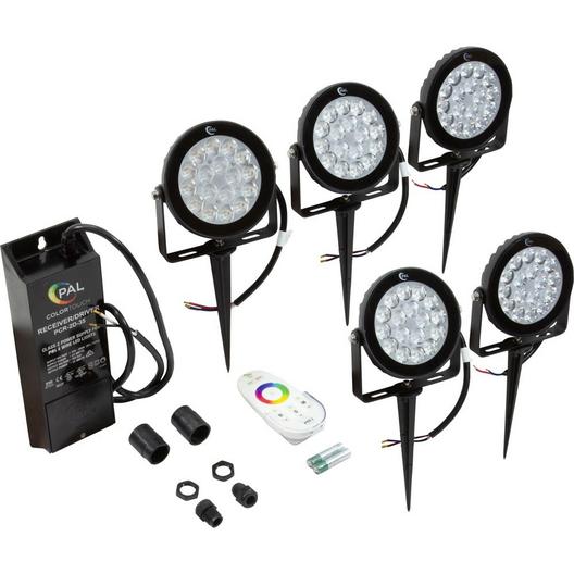 5-pack Cool White Garden Lights DC 12V 2-wire with Transformer