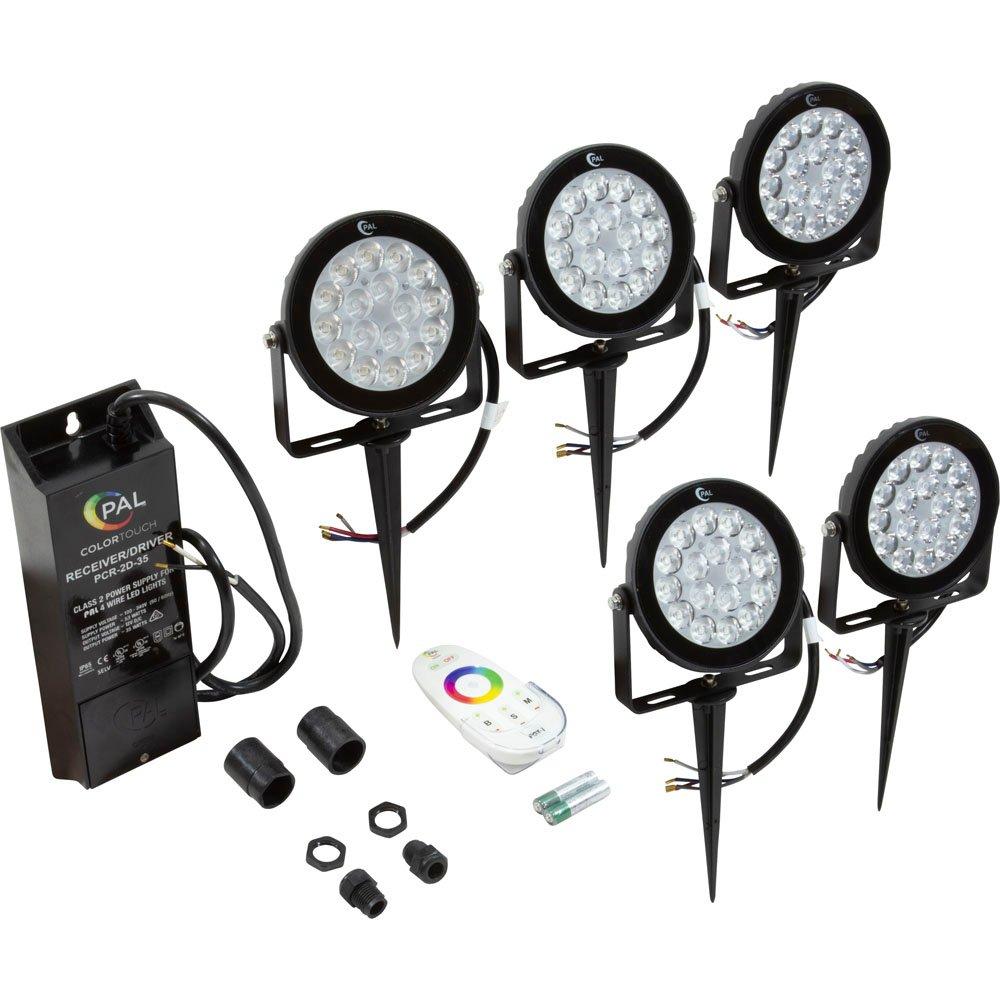 5-pack RGB Garden Lights DC 12V 4-wire with Transformer and Remote Control