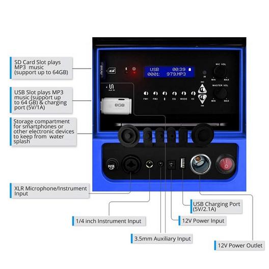 Sondpex  40QT COOLER AUDIO SYSTEM -BLUE