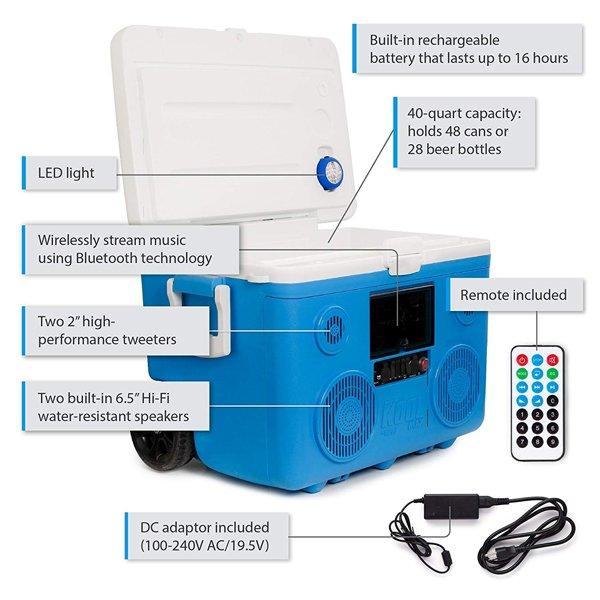 40QT COOLER AUDIO SYSTEM -BLUE