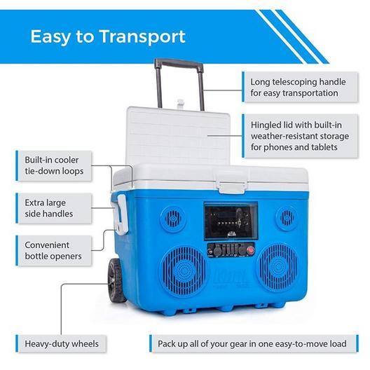 Sondpex  KoolMax 40 Quart Wheeled Cooler Bluetooth Audio and Charging Station -Gray