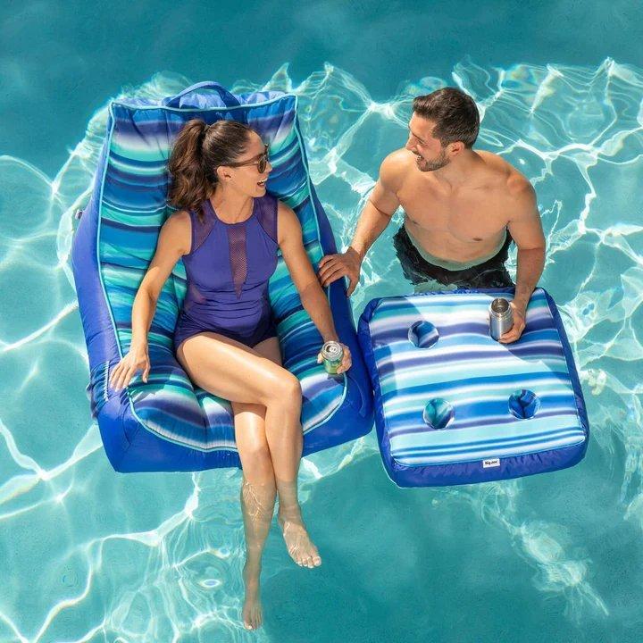 Big Joe Captain's Pool Float Drink Caddie, Blurred Blue In The Swim