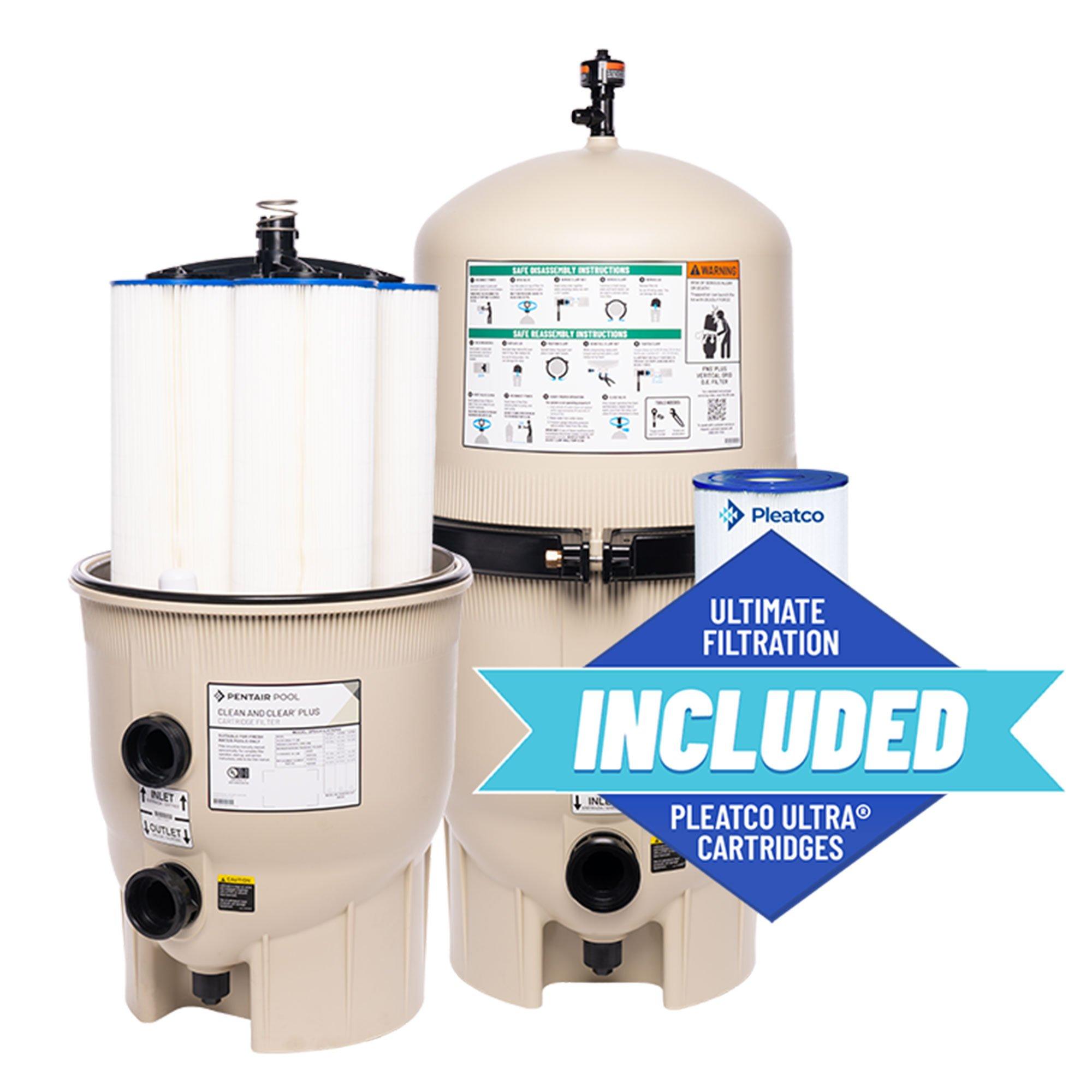 Pentair  EC-160332 Clean  Clear Plus 520 sq ft Cartridge Pool Filter  Limited Warranty